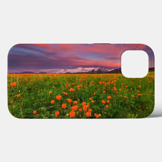 花 | Wildflower Field雪をかぶった山々 Case-Mate iPhoneケース (裏面 (横))