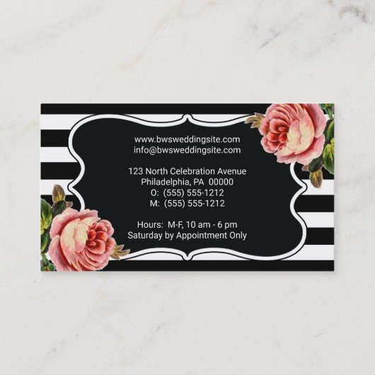 花BWブラケット|のストライプなイベントの計画 名刺 (裏面)
