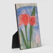 花by湖のテーブルトップのプラークとイーゼル フォトプラーク (側面)