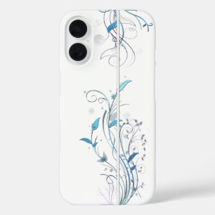花nつる植物青 iPhone 16ケース