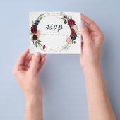 花RSVPカード。 チラシ (手)