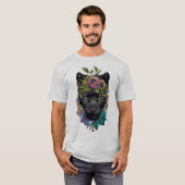 花Tシャツの黒いファンター Tシャツ (正面フル)