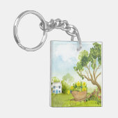 花Wheelbarrow Landscape Keychain キーホルダー (正面左)
