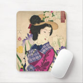 芸者およびアイリス日本人のWoodblockの芸術Ukiyo-e マウスパッド (マウス)