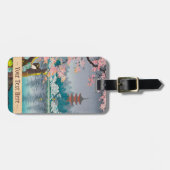 芸者および桜の上野恩賜公園の日本人の景色 ラゲッジタグ (正面横)