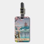 芸者および桜の上野恩賜公園の日本人の景色 ラゲッジタグ (正面縦)