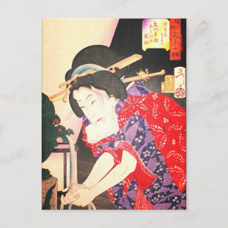 芸者で日本のの森の浮世絵 ポストカード