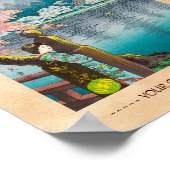 芸者とさくらんぼの木、上野公園の日本風景 ポスター (角)