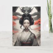 芸者とドラゴン中国の2024年のお正月 カード (正面)