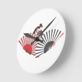 芸者とファン ラウンド壁時計 (傾斜)