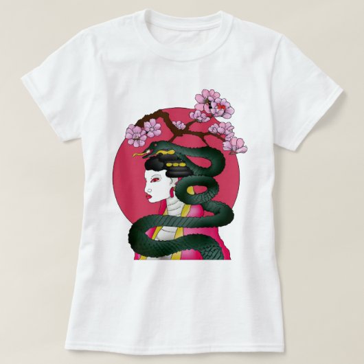 芸者の娘と蛇 Tシャツ (デザイン正面)