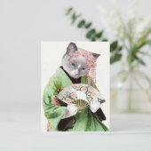 芸者の子ネコの郵便はがき ポストカード (スタンド正面)