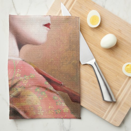 芸者の東洋の日本の台所タオルのポートレート キッチンタオル (四つ折り)