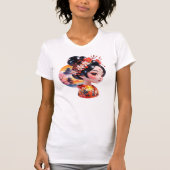 芸者の肖像画 ユニークな芸術的花の美しさのデザイン Tシャツ (正面)