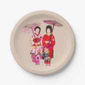 芸者の芸術の日本のなテーマのディナー・パーティ ペーパープレート (正面)