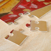 芸者の金ゴールドの着物の元の水彩画の芸術 ジグソーパズル (側面)