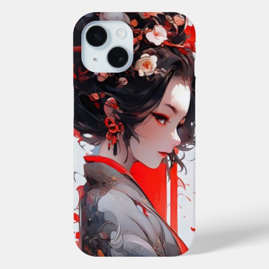 芸者アニメ女性 Case-Mate iPhoneケース (裏面)