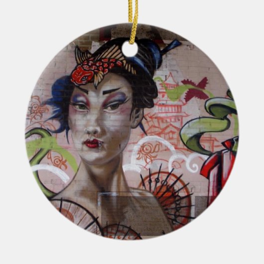 芸者アーバングラフィティ通りアート セラミックオーナメント (正面)