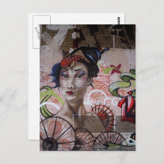 芸者アーバングラフィティ通りアート ポストカード (正面/裏面)