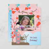 芸者ガールバースデーパーティーの招待状 招待状 (正面/裏面)