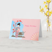 芸者ガールバースデーパーティー カード (黄色い花)
