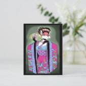 芸者キツネ葉書 ポストカード (スタンド正面)