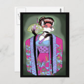 芸者キツネ葉書 ポストカード (正面/裏面)