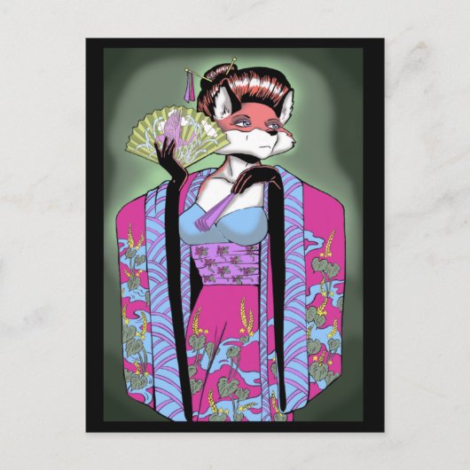 芸者キツネ葉書 ポストカード (正面)