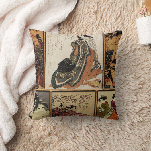 芸者コラージュ クッション (ブランケット)