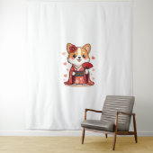 芸者コーギドッグラバーウェルシュ タペストリー (インサイチュ)