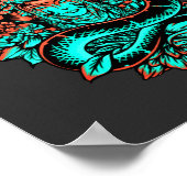 芸者タトゥーはオレンジと黒を焦げた ポスター (角)