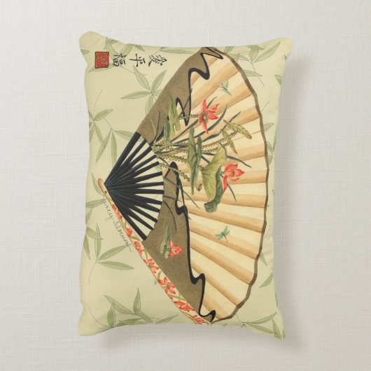 芸者ファン葉とフローラプリント アクセントクッション (裏面(縦))