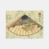 芸者ファン葉とフローラプリント フリースブランケット (正面(横))