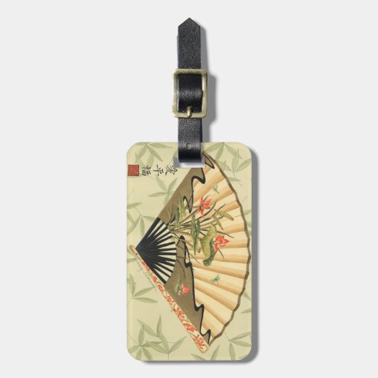 芸者ファン葉とフローラプリント ラゲッジタグ (正面縦)