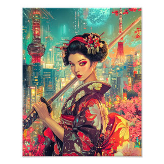 芸者ポスター鮮やか芸者アートプリント フォトプリント