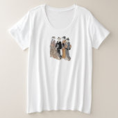 芸者レディース日本のヴィンテージ布4連 プラスサイズTシャツ (デザイン正面)