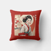 芸者伝統的さくらんぼの花日本の咲き クッション (裏面)