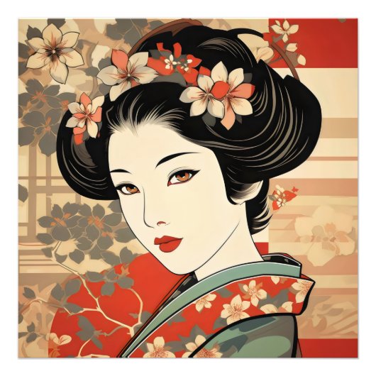 芸者伝統的浮世絵 フォトプリント            (正面)