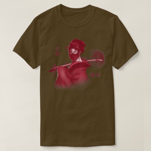芸者侍鬼歌舞伎浮世絵スタイル刀日本 Tシャツ (デザイン正面)