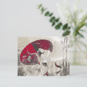 芸者傘抽象芸術ジャパンポップ・アートのアート ポストカード (スタンド正面)