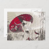 芸者傘抽象芸術ジャパンポップ・アートのアート ポストカード (正面/裏面)