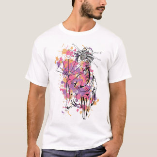 芸者抽象芸術スプラッシュ職人グラフィック Tシャツ