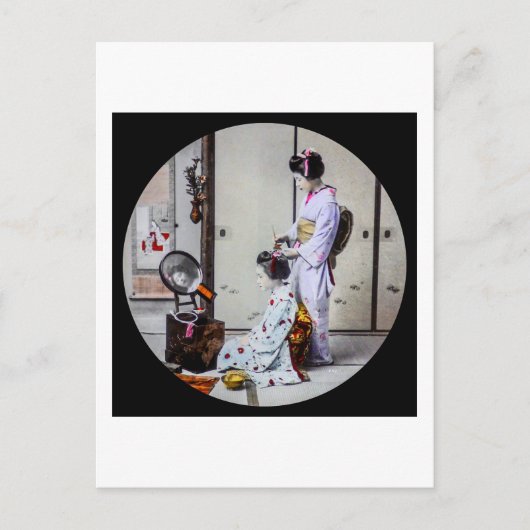 芸者整髪ヴィンテージ日本の芸者 ポストカード (正面)