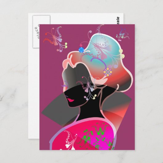 芸者日本のの着物娘 ポストカード (正面/裏面)