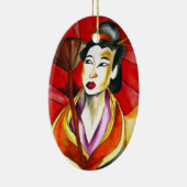 芸者日本のオリジナルアート水絵画色 セラミックオーナメント (右)
