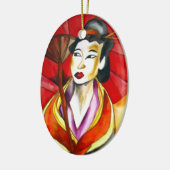 芸者日本のオリジナルアート水絵画色 セラミックオーナメント (左)