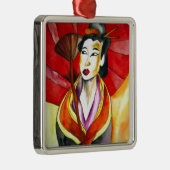 芸者日本のオリジナルアート水絵画色 メタルオーナメント (右)