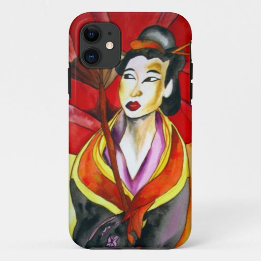 芸者日本のオリジナルアート水絵画色 Case-Mate iPhoneケース (裏面)