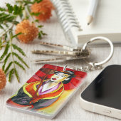 芸者日本のオリジナルウォーターカラー絵画アート キーホルダー (正面右)