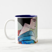 芸者日本のオリジナルウォーターカラー絵画アート ツートーンマグカップ (左)